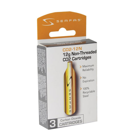 Serfas Non Threaded Compressed Co2 Cartridges - 12g 3 Pack